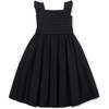 Organic Pleated Bodice Sateen Party Dress, Black Sateen - Dresses - 4