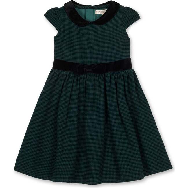 Organic Flutter Sleeve Peter Pan Collar Party Dress, Scottish Houndstooth