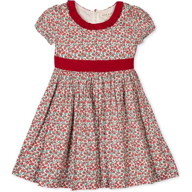Baby Organic Puff Sleeve Ruffle Collar Sateen Dress, London Floral