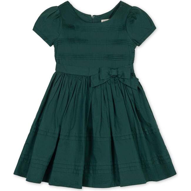 Baby Organic Special Occasion Pleated Sateen Party Dress, Deep Green