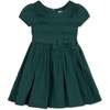 Baby Organic Special Occasion Pleated Sateen Party Dress, Deep Green - Dresses - 1 - thumbnail