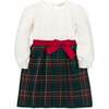 Baby Organic Long Sleeve Skater Sweater Dress with Bow, London Intarsia - Dresses - 1 - thumbnail