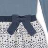 Organic Long Sleeve Skater Sweater Dress with Bow, Twilight Intarsia - Dresses - 3