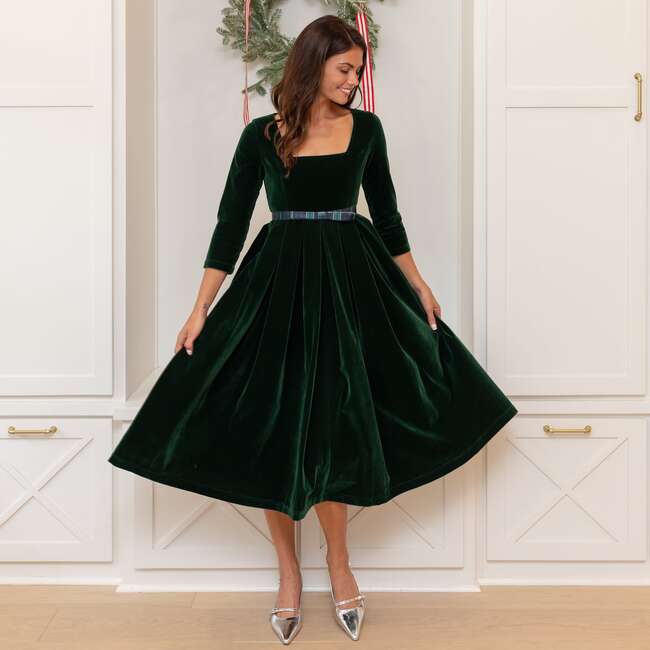 The Margot Dress, Grafton Green Velvet - Dresses - 3