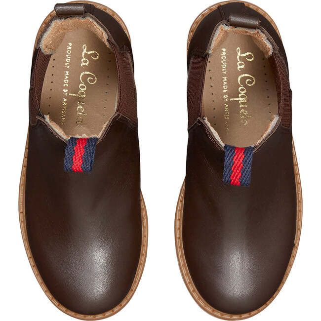 Leather Kids Chelsea Boots, Chocolate Brown