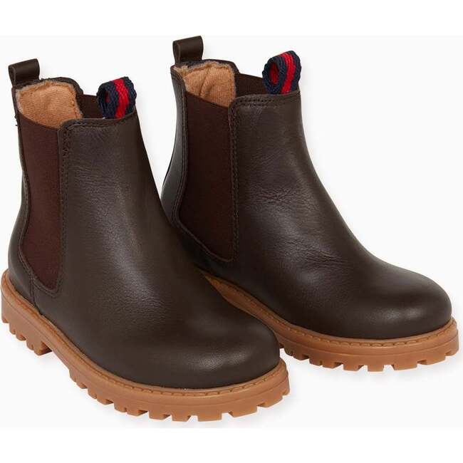Leather Kids Chelsea Boots, Chocolate Brown