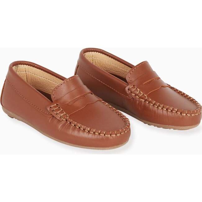 Tan Leather Boy Loafer Shoes - Dress Shoes - 3