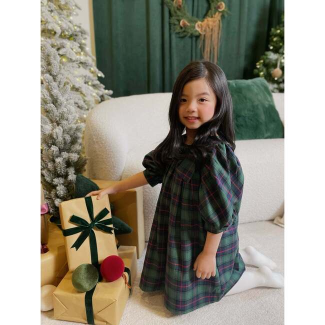 Cotton Rosemoor Dress, Heritage Green Tartan