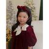 Cotton Velvet Headband Bow, Winterberry Red - Headbands - 1 - thumbnail
