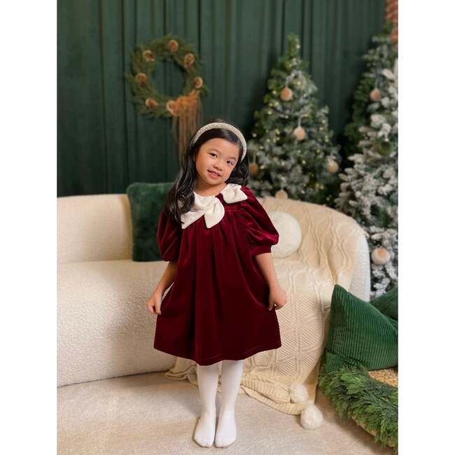 Cotton Velvet Rosemoor Dress, Winterberry Red - Dresses - 3