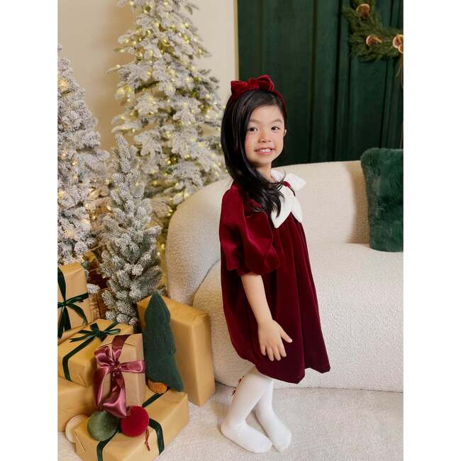 Cotton Velvet Rosemoor Dress, Winterberry Red - Dresses - 6