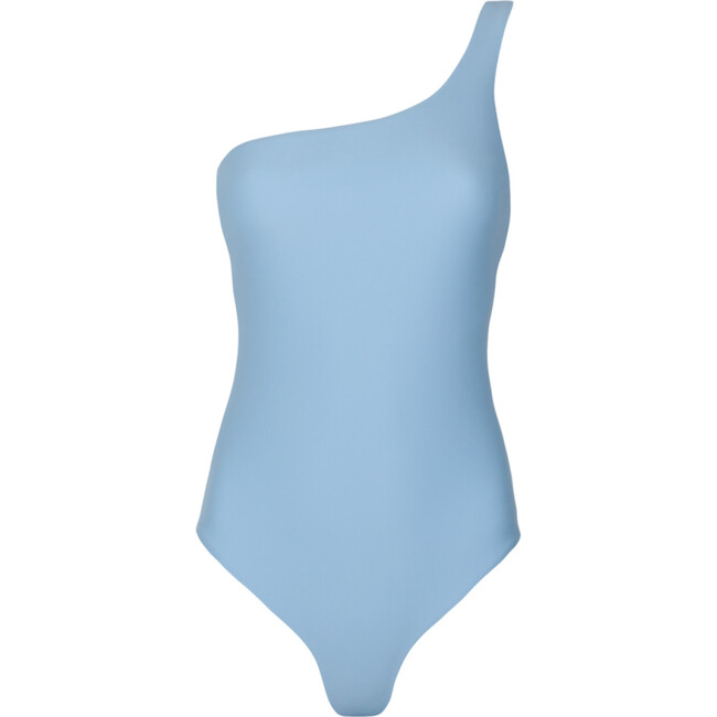 women's dusk blue and cream reversible one shoulder one piece
