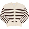 women's cream and brown stripe cropped knit cardigan - Cardigans - 1 - thumbnail