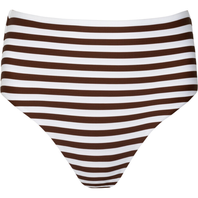 women's cocoa stripe high waist bikini bottom