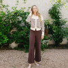 women's cream and brown stripe cropped knit cardigan - Cardigans - 4