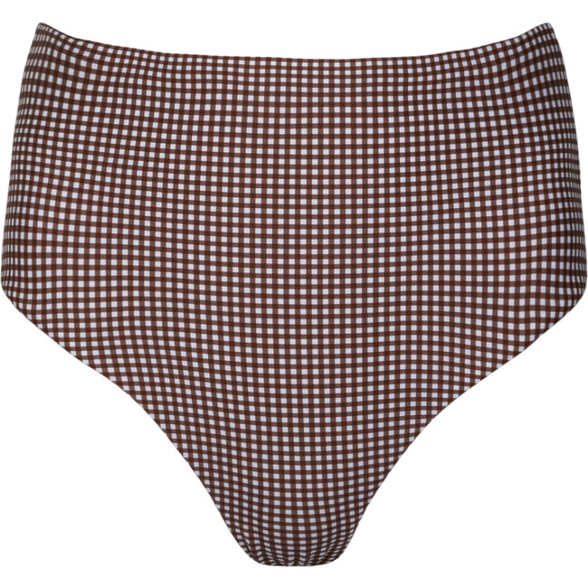 women's cocoa gingham high waist bikini bottom