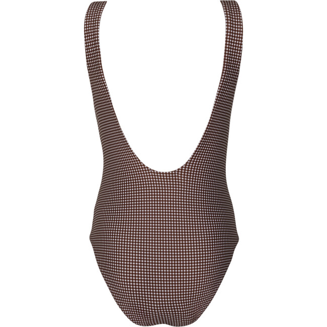 women's cocoa gingham square neck one piece - One Pieces - 5