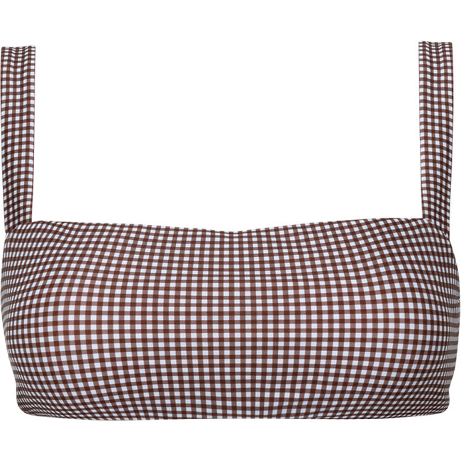 women's cocoa gingham bandeau bikini top