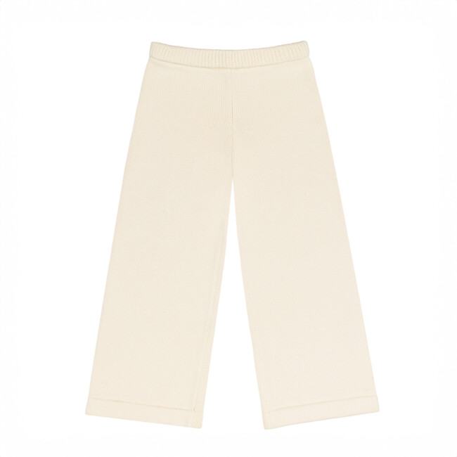 unisex cream wide leg knit pant
