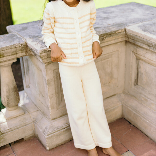 unisex cream wide leg knit pant - Pants - 2