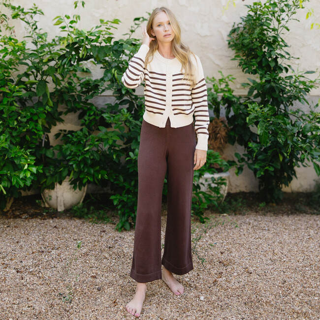 women's brown wide leg knit pant - Pants - 3