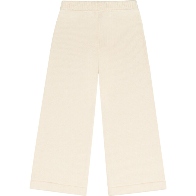 unisex cream wide leg knit pant - Pants - 5