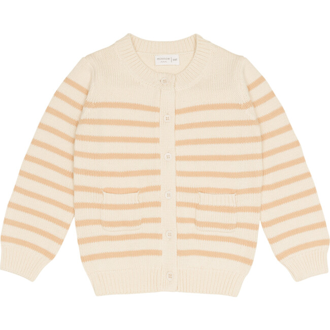 unisex cream and tan stripe knit cardigan