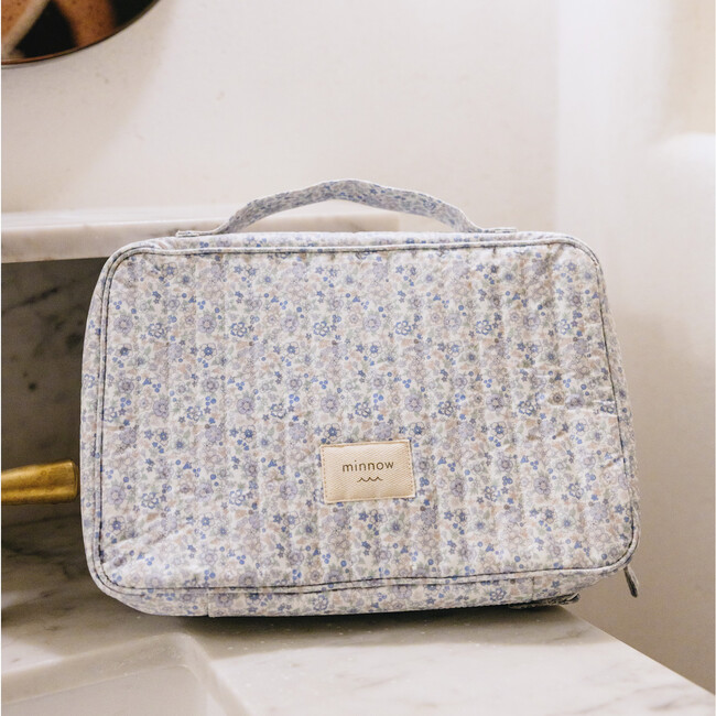 slate floral tri-fold cosmetic case - Makeup Bags - 2