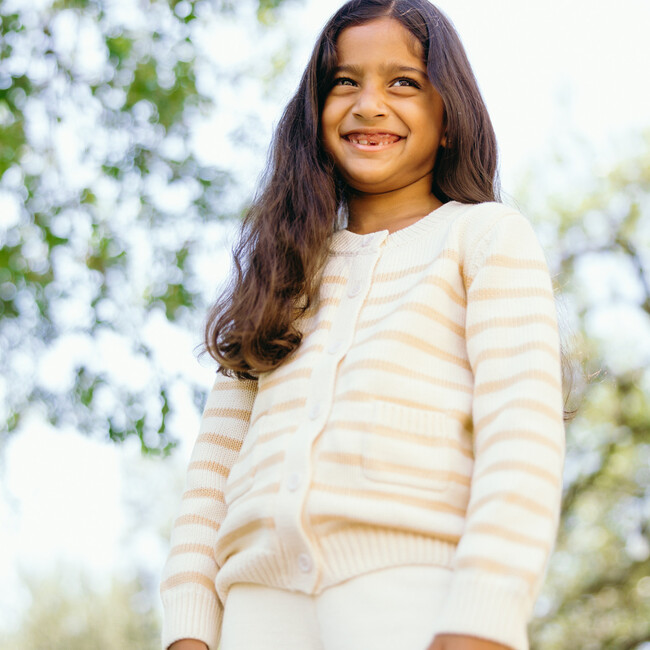 unisex cream and tan stripe knit cardigan - Cardigans - 3