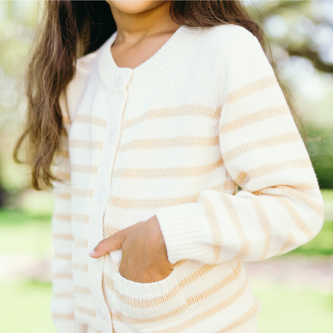 unisex cream and tan stripe knit cardigan - Cardigans - 4
