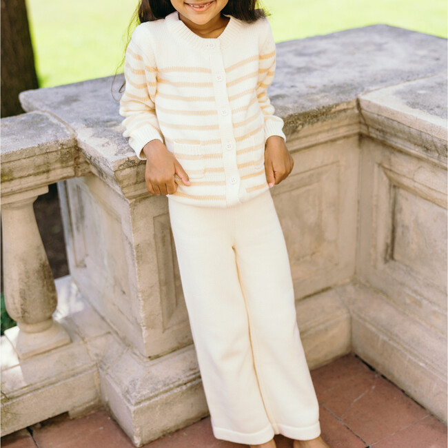 unisex cream and tan stripe knit cardigan - Cardigans - 6