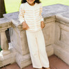 unisex cream and tan stripe knit cardigan - Cardigans - 6