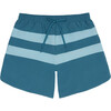 men's teal and dusk blue colorblock boardie - Swim Trunks - 1 - thumbnail
