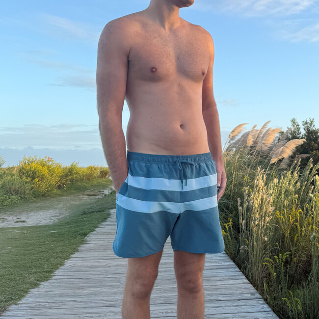 men's teal and dusk blue colorblock boardie - Swim Trunks - 2