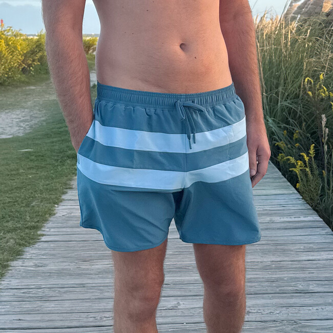 men's teal and dusk blue colorblock boardie - Swim Trunks - 5