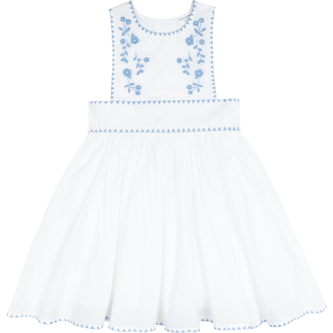 girls white embroidered pinafore dress
