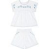 girls white embroidered cap sleeve top and short set - Mixed Apparel Set - 1 - thumbnail