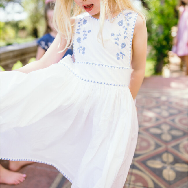 girls white embroidered pinafore dress - Dresses - 2