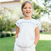 girls white embroidered cap sleeve top and short set - Mixed Apparel Set - 3