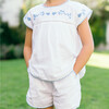 girls white embroidered cap sleeve top and short set - Mixed Apparel Set - 4
