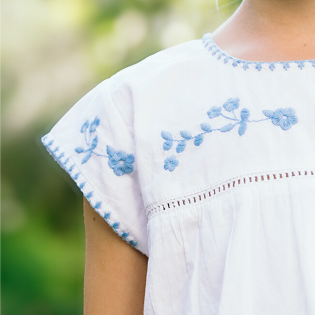 girls white embroidered cap sleeve top and short set - Mixed Apparel Set - 6