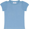 girls dusk blue ruffle pointelle puff sleeve shirt - T-Shirts - 1 - thumbnail
