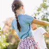 girls dusk blue ruffle pointelle puff sleeve shirt - T-Shirts - 2