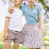 girls dusk blue ruffle pointelle puff sleeve shirt - T-Shirts - 3