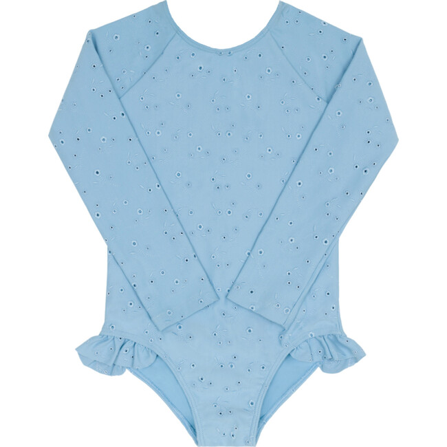 girls dusk blue eyelet rashguard one piece