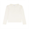 girls cream ruffle pointelle long sleeve shirt - T-Shirts - 1 - thumbnail