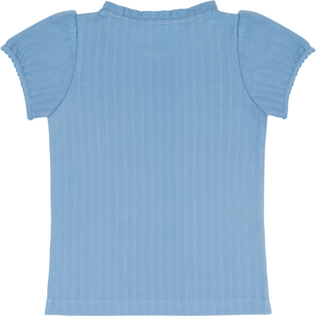 girls dusk blue ruffle pointelle puff sleeve shirt - T-Shirts - 6