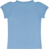 girls dusk blue ruffle pointelle puff sleeve shirt - T-Shirts - 6