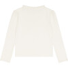 girls cream ruffle pointelle long sleeve shirt - T-Shirts - 5