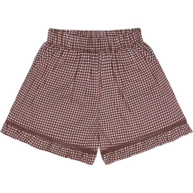 girls cocoa gingham ruffle shorts
